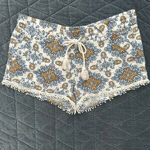 Jolt Brand Linen Shorts Multicolor Print Size Small